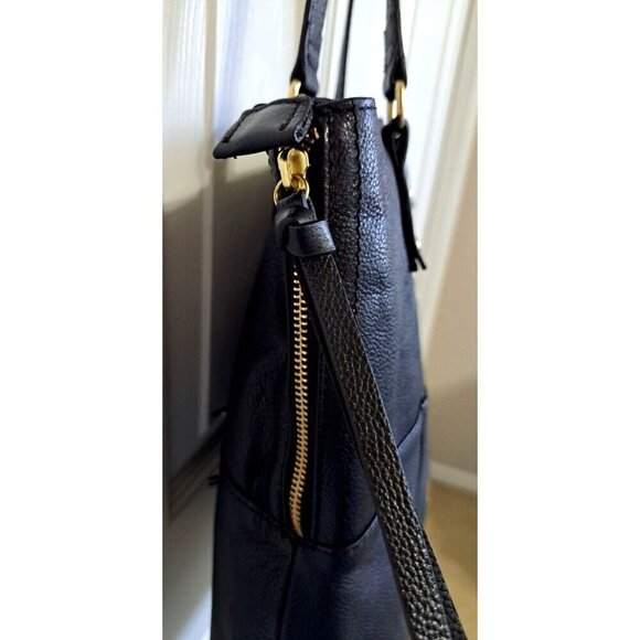 Kooba Shoulder Strap Black Pebbled Leather Everette Handbag 16"x14" - Picture 7 of 16